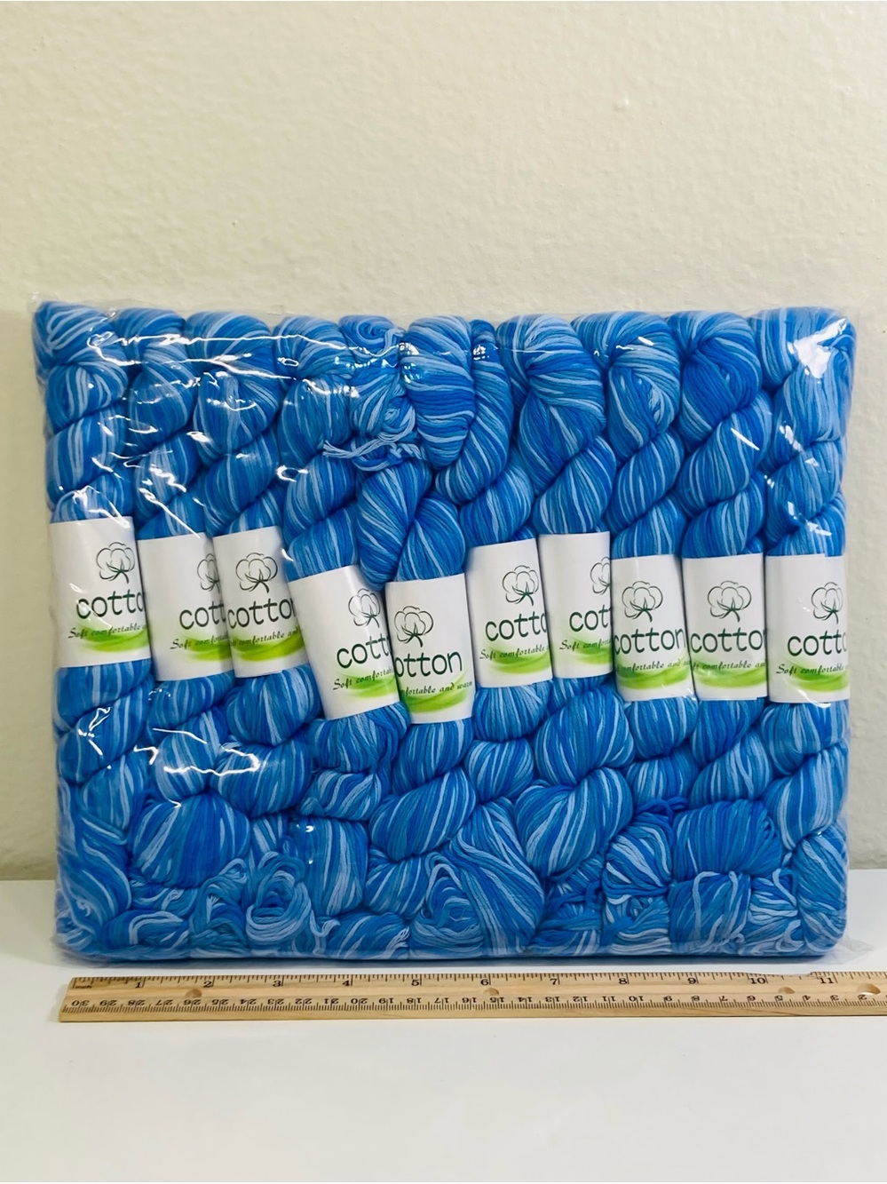 10 NEW (~500g total, ~50g ea.) 100% Cotton Variegated Hanks in Clear Skies